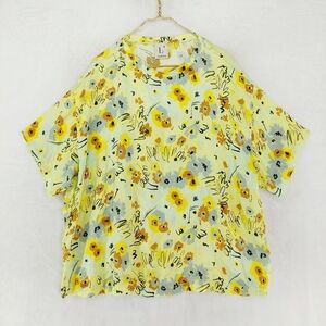 L'AUTRE CHOSE Yellow Floral Summer Short Sleeve Crew Neck Blouse P79